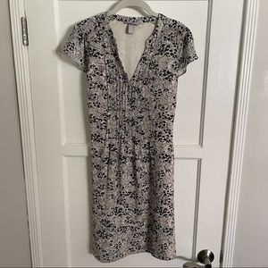 Black and White Flower Print Dress